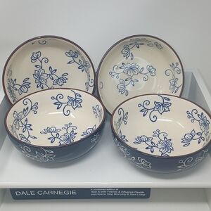 Temptations Navy and Cream Floral Dinnerware Set